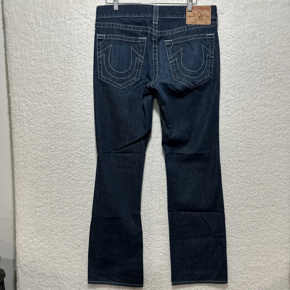 Vintage‎ True Religion Men's Bobby Blue Straight Jeans Size 34 Made In USA